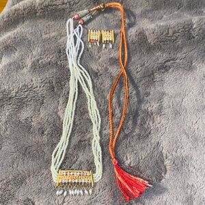 Elegant Gold Tone and Silver Tone Necklace & Earrings Set